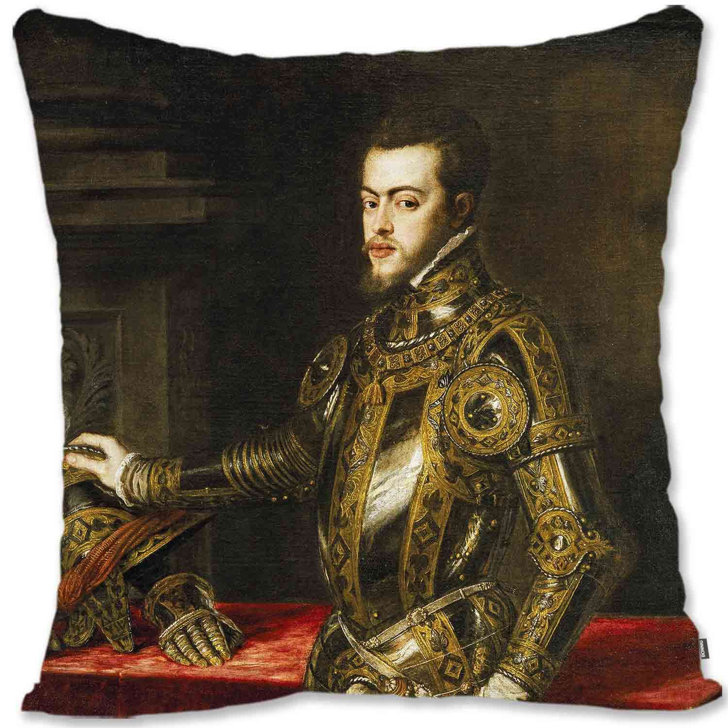 BONNIU Federa Copricuscino Decorativo 45X45 cm Coperture Cuscini Velluto con Cerniera Ritratti Uomini Barocchi Rinascimentali Art Deco - Rubens - Ritratto Vincenzo II Gonzaga RB572