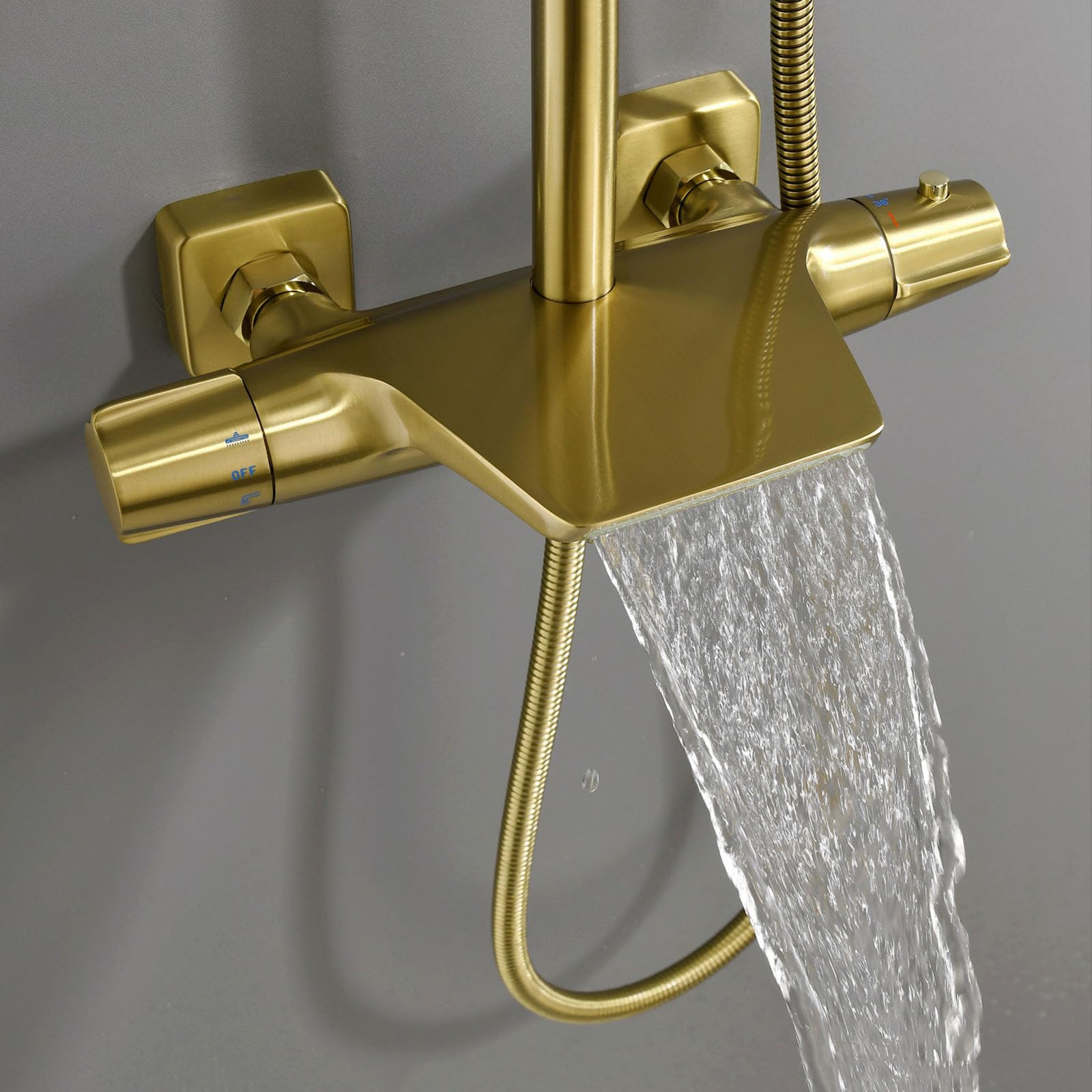 Colonna Doccia Termostatico Oro Spazzolato da Muro