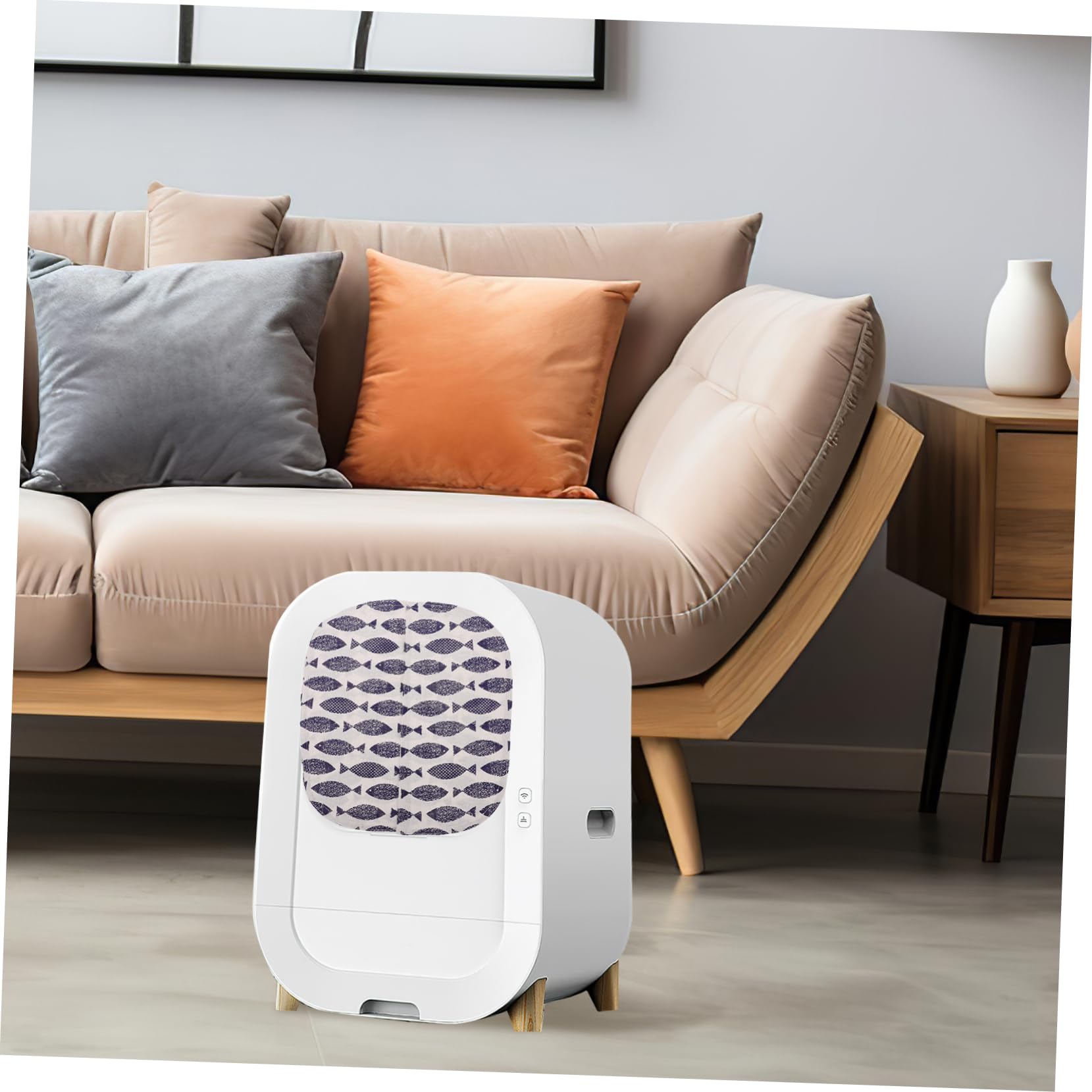 Yardwe Chat Automatique 2 Pièces Coton Lin Litière Rideaux Petit De Porte Bac à Litière De Porte