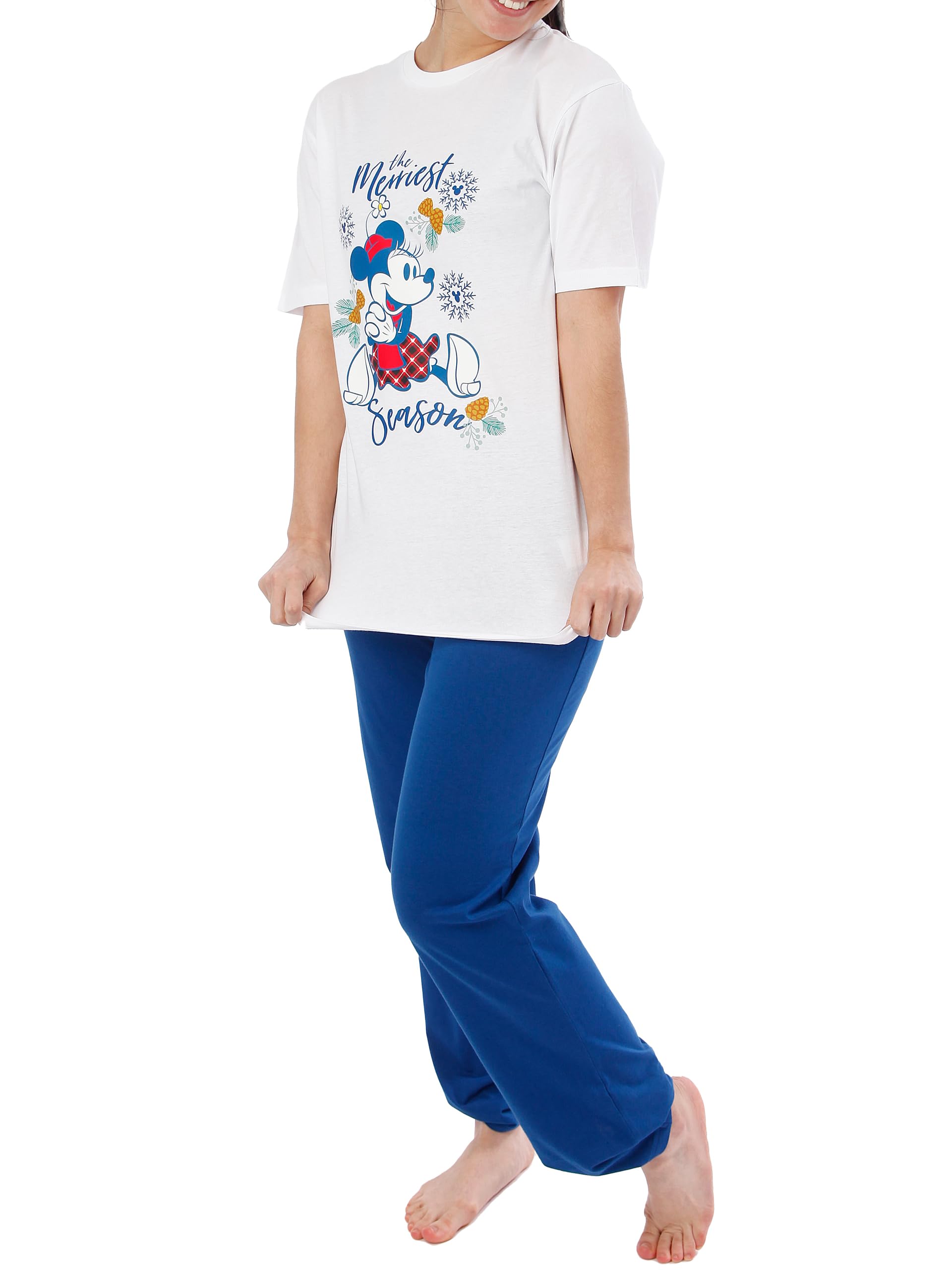 Disney Women's Minnie Mouse Christmas Pyjamas in White | Size: Small
