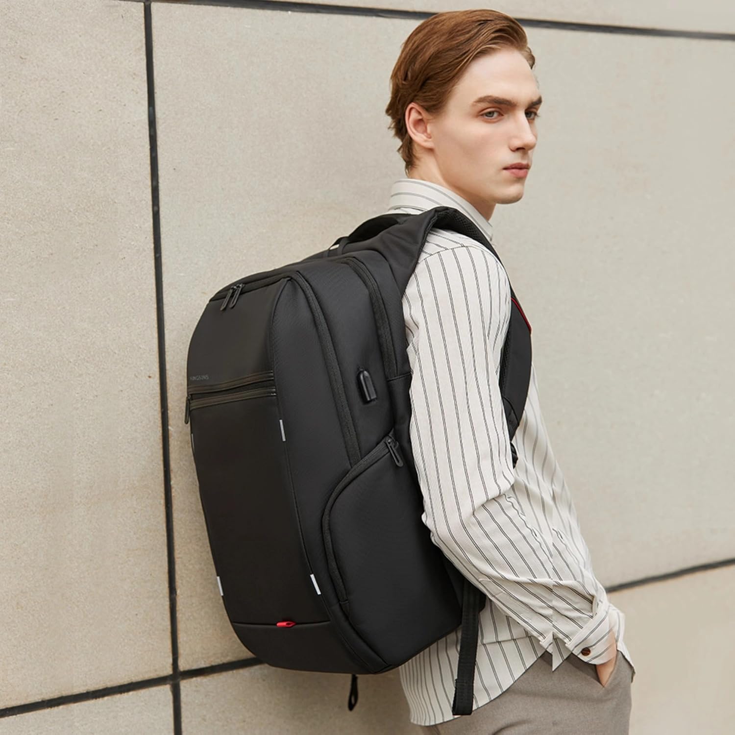 Kingsons Travel Backpack for Men Carry on Waterproof Lightweight black Large Capacity Casual Daypack 16.5" Laptop Computer bag Business work Commuting school hiking Leisure causal commute