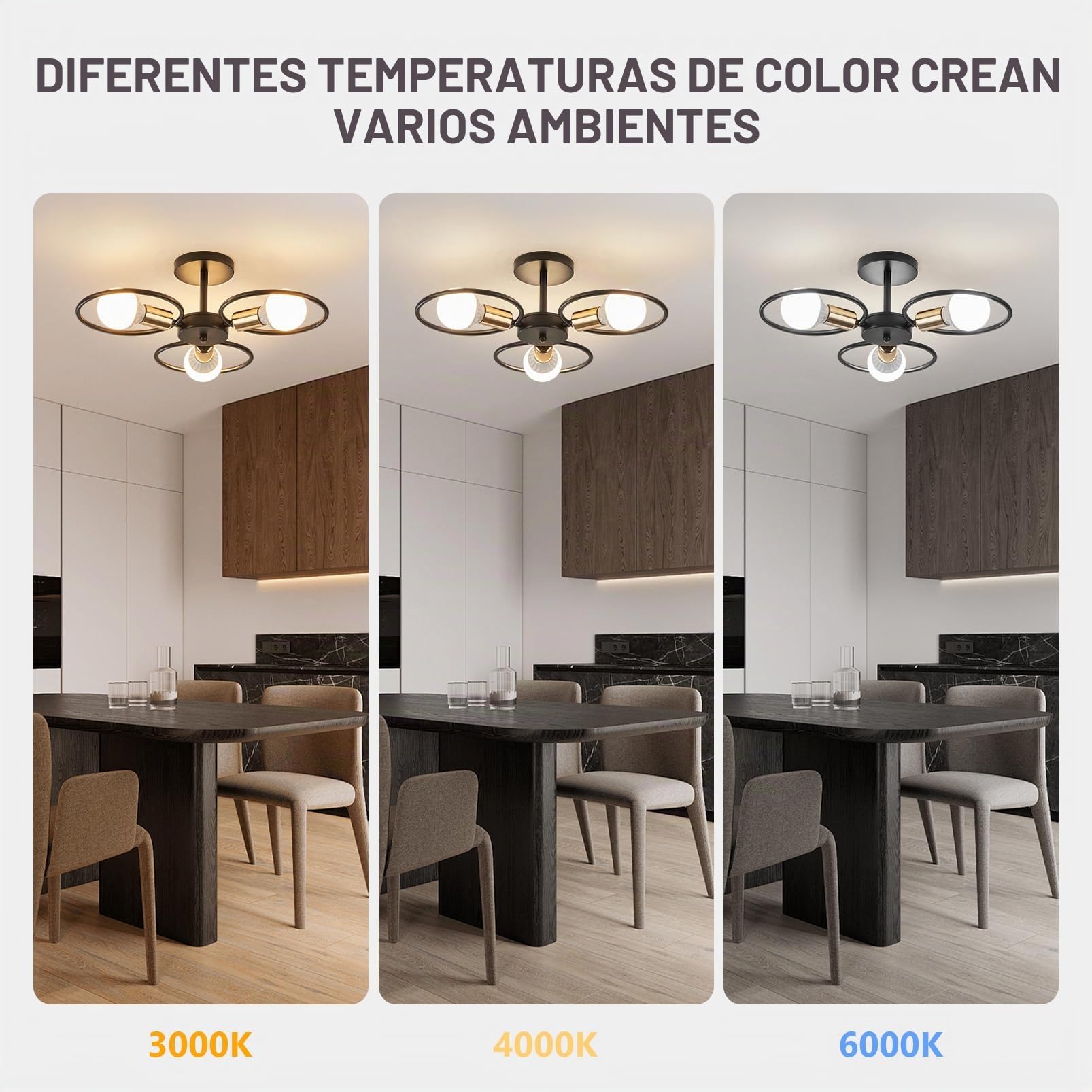 YOODI Lampara Techo Vintage, Lámparas de Araña Industriales Techo de Araña Modernas, Lámparas de Techo Salon con Base E27, Lampara Techo Dormitorio Cocina de Metal (Sin Bombilla)