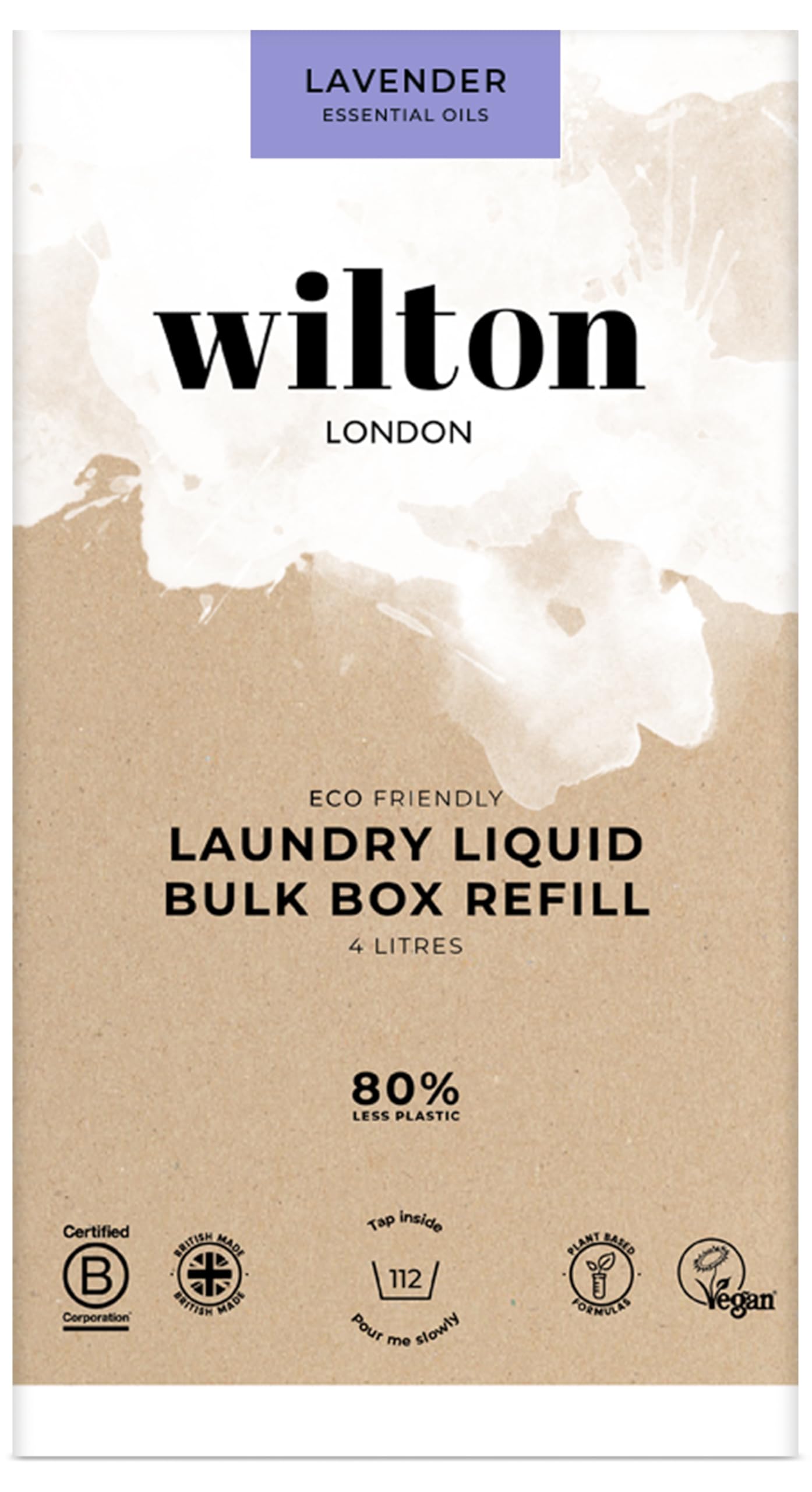 Wilton LondonEco Lavender Refill Laundry Liquid - 112 Washes- Non-Bio - Plant-based - Biodegradable Detergent - 100% Recyclable - Less Plastic - Essential Oils - Made in UK - 4L