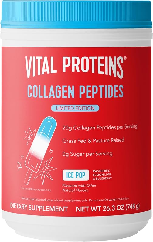 Collagen Peptides Powder - Ice Pop Flavored Powder for Hair, Nail, Skin, Bone & Joint Health, 26.3oz