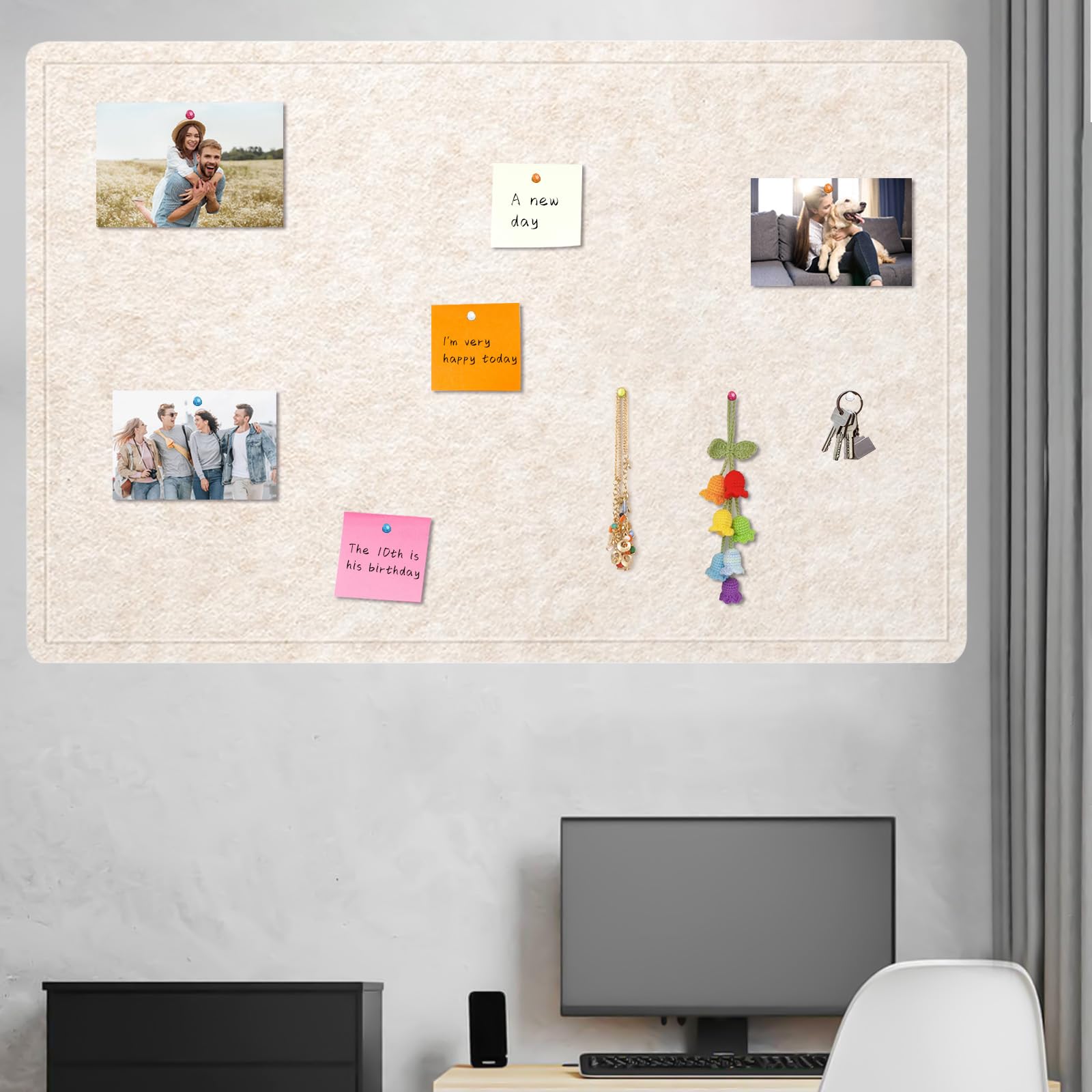 Affichage Memo Panneau Liège 4 Pièces 38x5cm - Tableau Affichage Mémo Adhésif - Bureau Cuisine Scolaire Bande Liège Murale