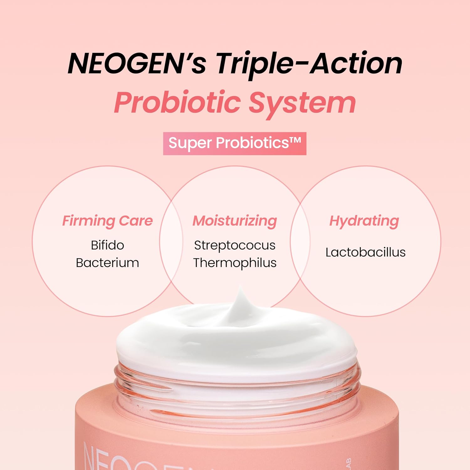 NEOGEN Probiotics Relief Cream 1.76 oz (50g) - Hydrating & Firming Facial Moisturizer with Probiotics Lactobacillus & Bifida & Collagen - Korean Skin Care