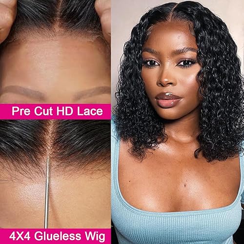 Miniatura 9 de Pelucas de cabello humano prearrancado sin pegamento, precortadas para usar y llevar, pelucas sin pegamento, pelucas de cabello humano rizado con