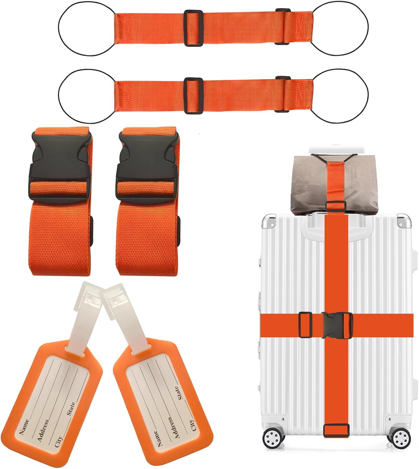 Adjustable Luggage Straps for Suitcases TSA Approved,6 Pack Suitcase Strap Travel Luggage Connector Belt for Bags,Luggage Tags for Suitcases，Luggage Straps to Connect Two Suitcases(Blue)