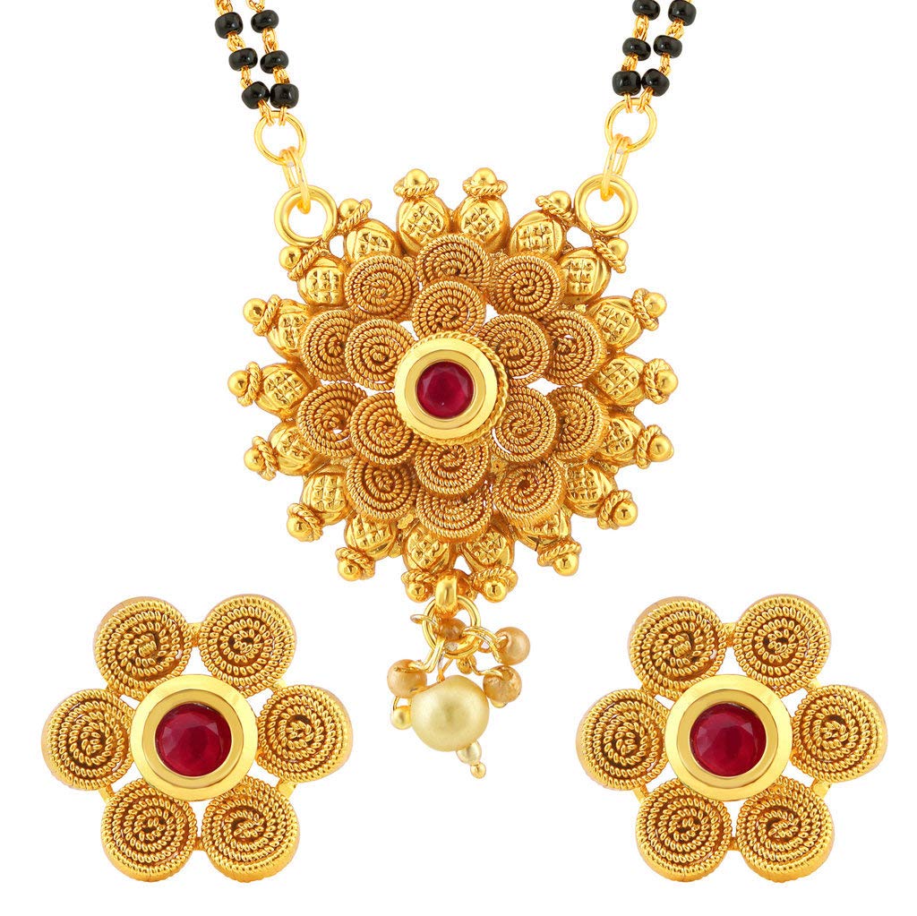 Sukkhi Traditional Gold Plated Wedding Jewellery Floral Mangalsutra Set For Women (MS72388GLDPAS102017) (B07PCBK7BB) Amazon Price History, Amazon Price Tracker