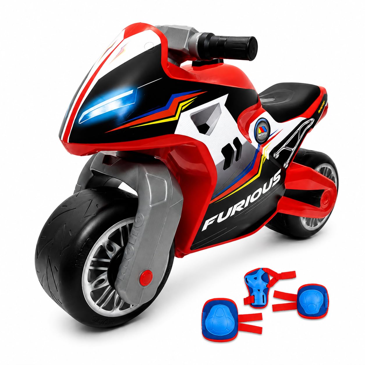 MOLTO - Moto Correpasillos Roja Furious Infantil, Diseño de Carreras para Niños y Niñas, Ligera, Estable y Cómoda, Juguete Seguro para Interior y Exterior, + 18 Meses