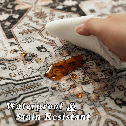 Miniatura 7 de Alfombras de área lavables de 8 x 10 pies, alfombras grandes para sala de estar, resistentes a las manchas, alfombras vintage para dormitorio con