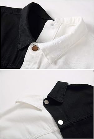 LZLER Jean Jacket for Men,Separable Left&Right Ripped Slim Fit Mens Denim Jacket