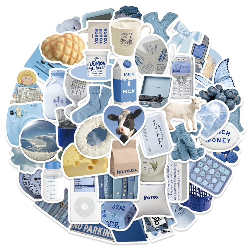 Sidmrrcy Vintage Blue Stickers of 60 Vinyl Decal Merchandise Laptop Stickers for Laptops, Computers, Hydro Flasks, Skateboard and Travel Case