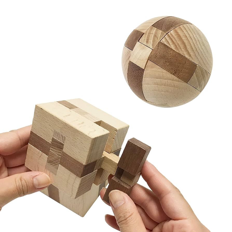 脳トレ　立体パズル　天然木　置物　インテリア　工芸品　美術品　A3063 Amazon.co.jp: 【立体組み木パズル】 脳トレ 知育 頭の体操 木製