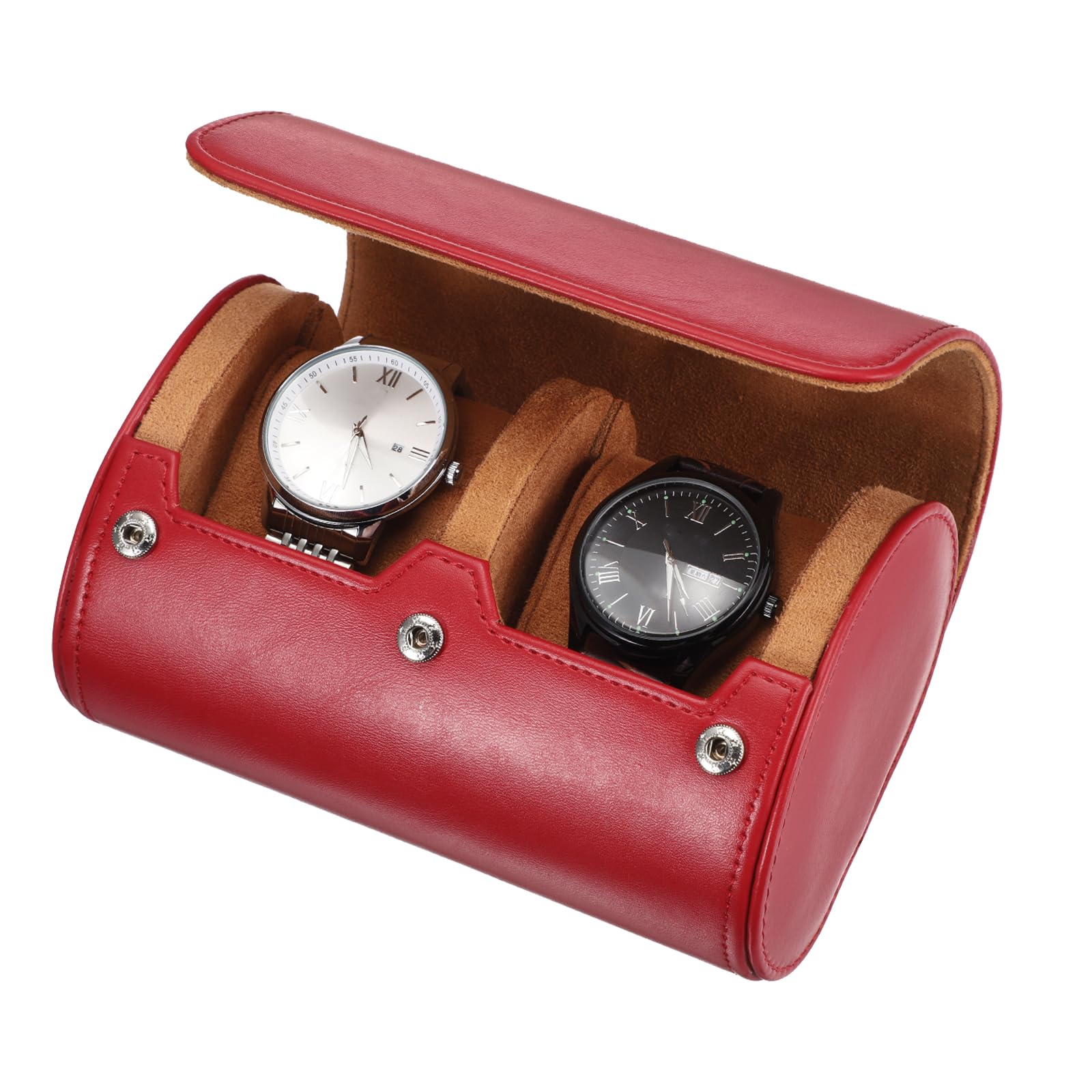Custodia da viaggio per orologio da uomo in pelle, astuccio arrotolabile per orologio, scatola portaoggetti portatile per orologio, ideale per Natale, compleanno e anniversario, con 2 scomparti (ros