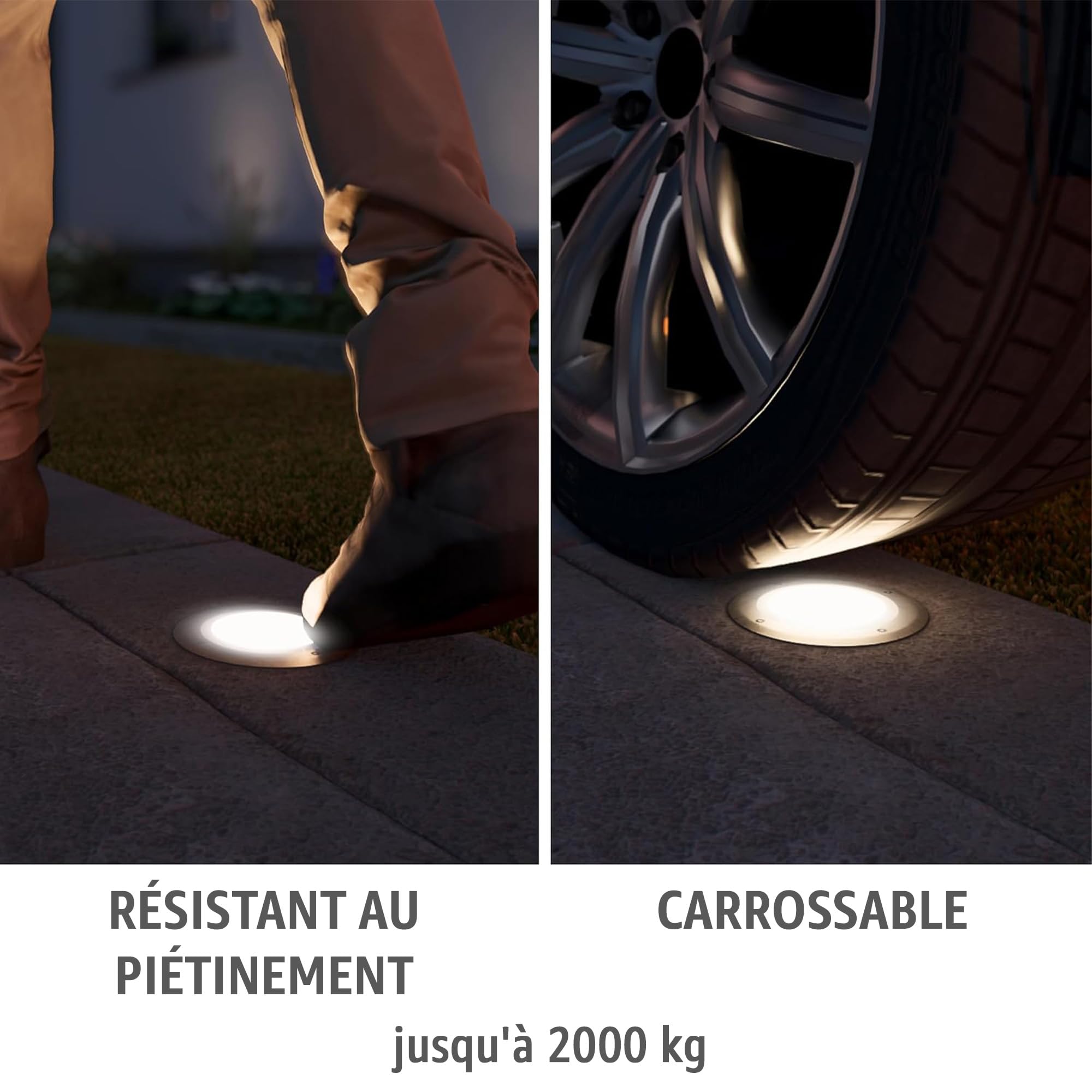 SSC-LUXon spot encastrable sol exterieur plat IP67 GX53 verre clair ou depoli befahrbar lot de 4 230V