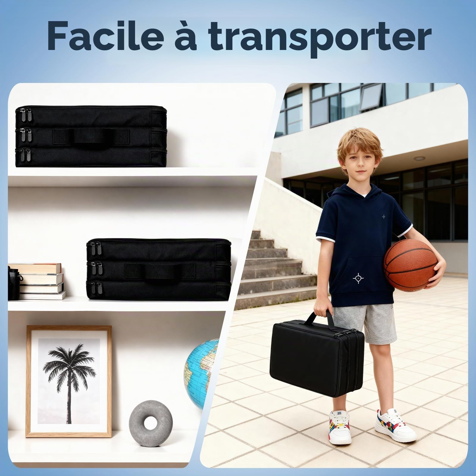 Sac de transport pour figurines miniatures, 120 emplacements pour figurines miniatures compatibles avec les figurines 40K et D&D, étui de rangement miniature avec 3 plateaux en mousse, Noir