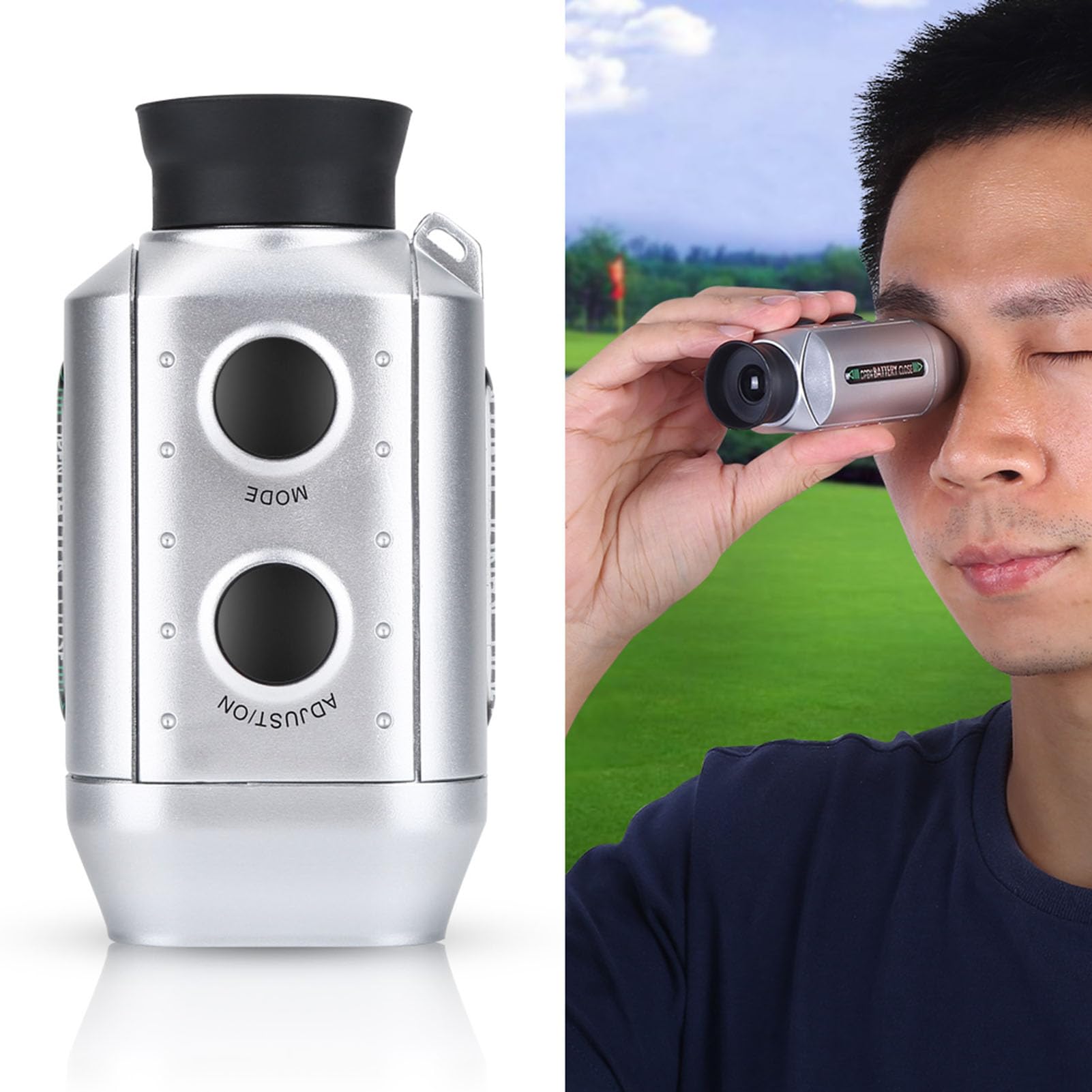 Golf Range Finder, Telescopio monoculare portatile da esterno Telemetro Tester di distanza Tester Laser Laser (argento)