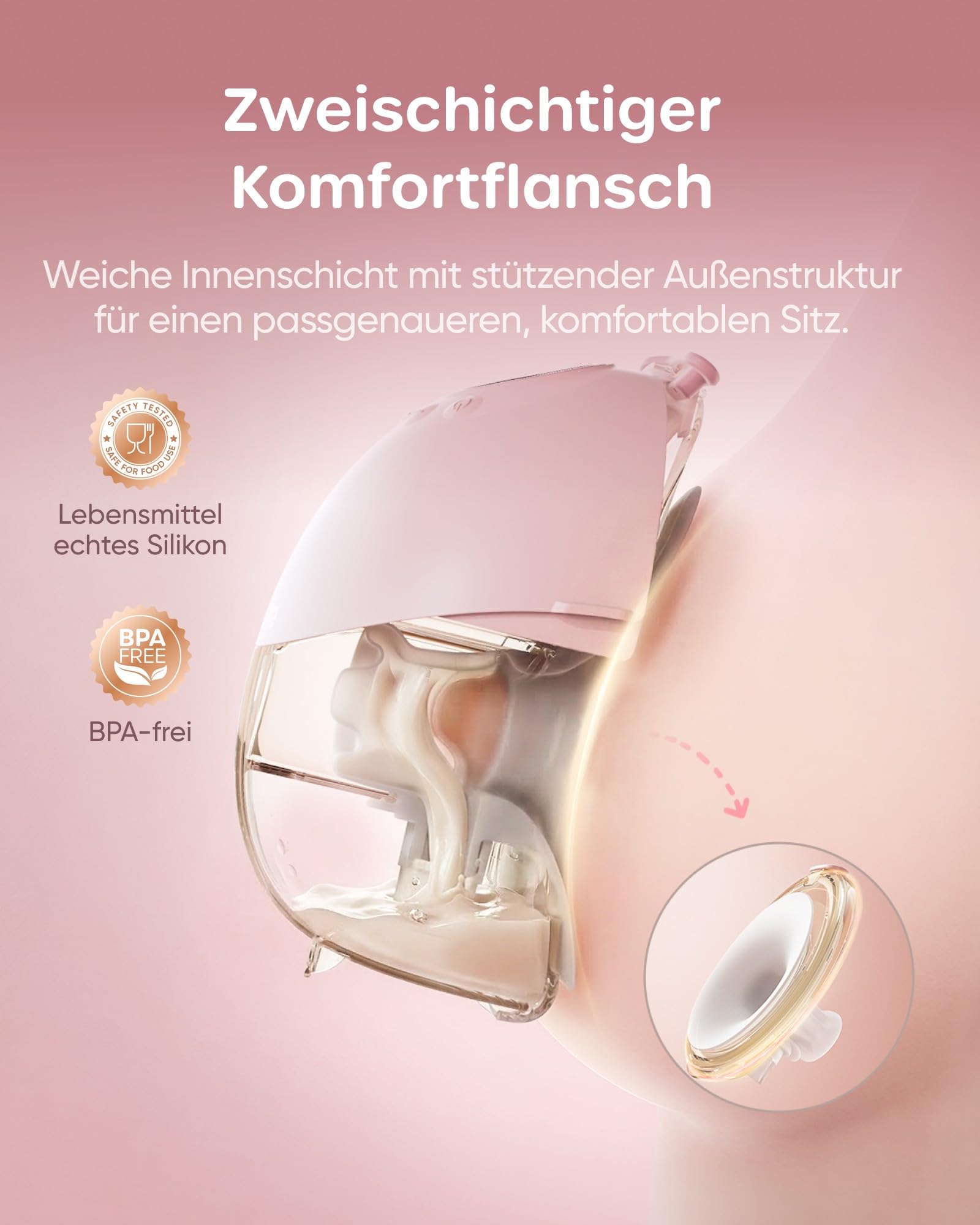 Nuliie JoyFlow Pro Sacaleches Eléctrico Manos Libres, Rosa, 2 Unidades | Portátil con luz nocturna, colector PPSU sin BPA, 4 modos, 12 niveles, embudo de 24 mm e insertos de 17/19/21 mm