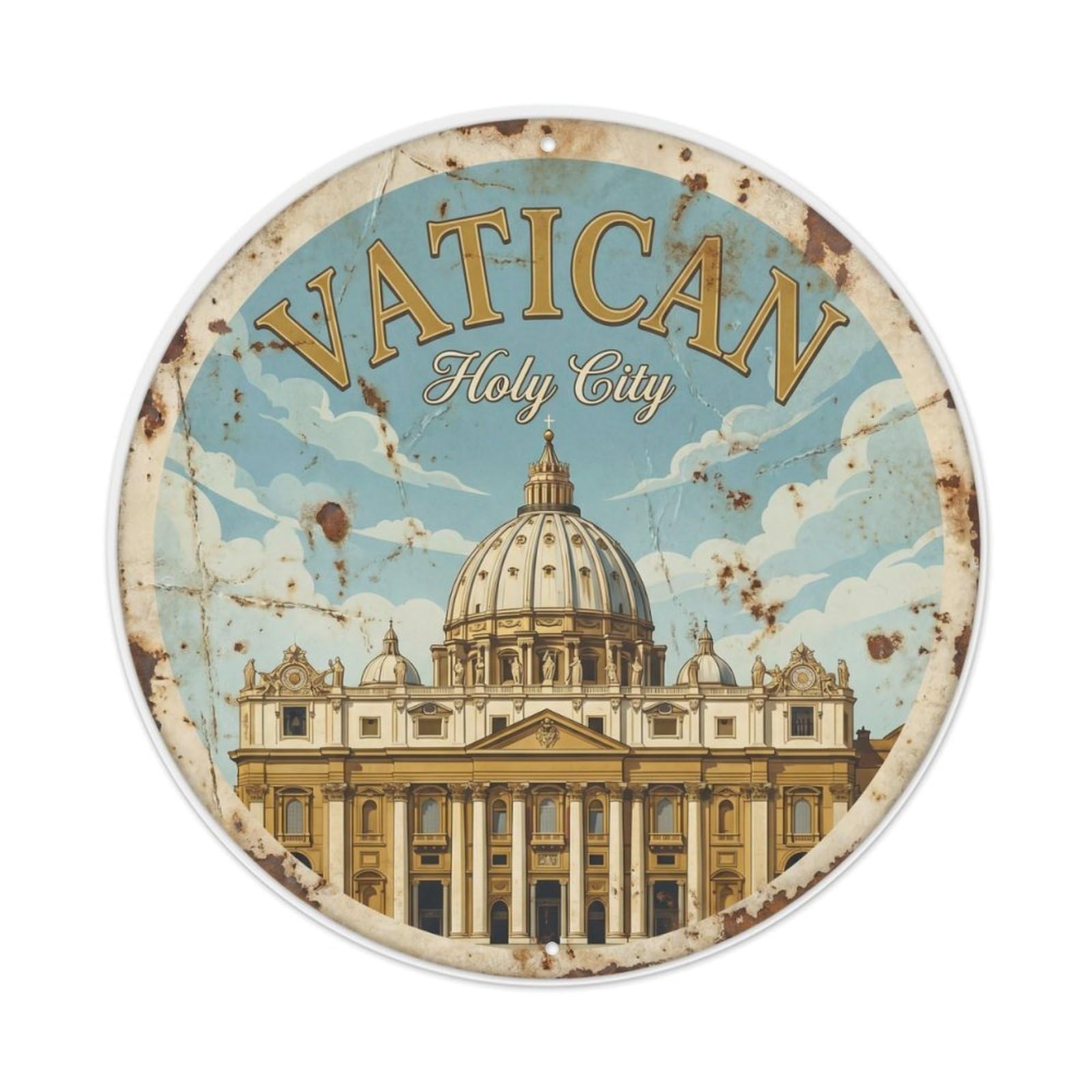 Fqnyr Style Vintage Travel Vatican Basilica Rome 2 Metal Tin Sign