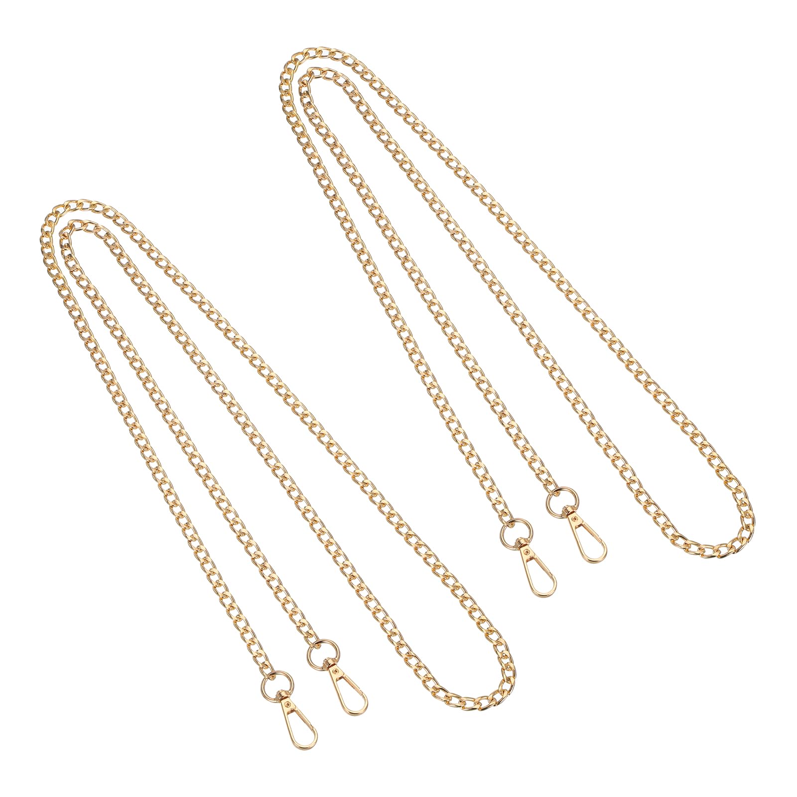 PATIKIL Purse Chain Strap 59", 2 Pack Iron Flat Chain Strap Alloy Handles Bag Strap Replacement Purse Extender for Handbags Crossbody Bag, Gold