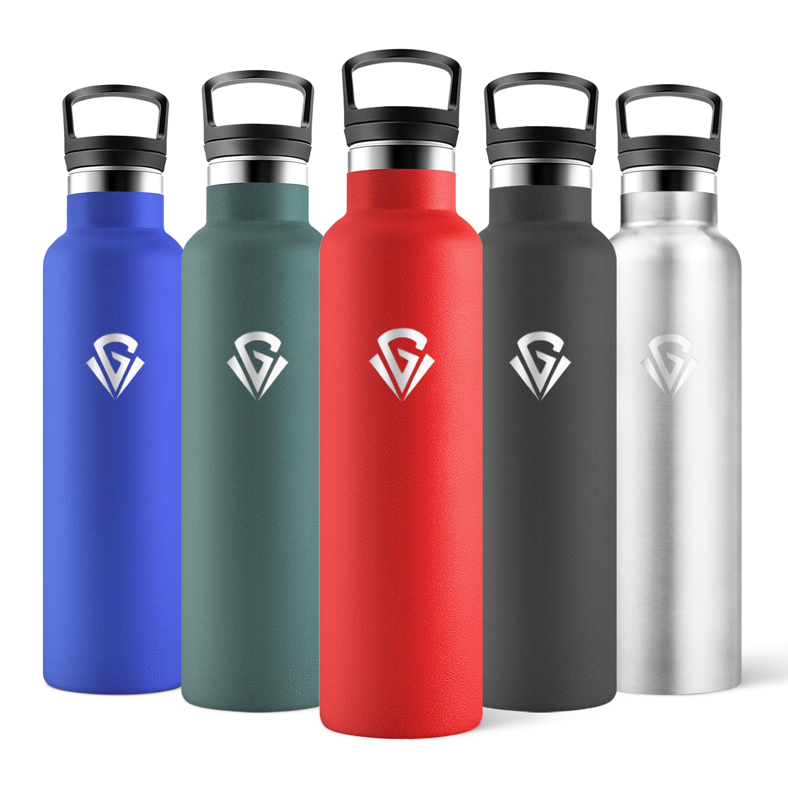 Motswedi Insulated Water Bottle, 750 ml, BPA Free, 2 Lids (Incl. Straw), Stainless Steel Water Bottle, 304 Stainless Steel, Ideal for Office, Camping, Gym - Red