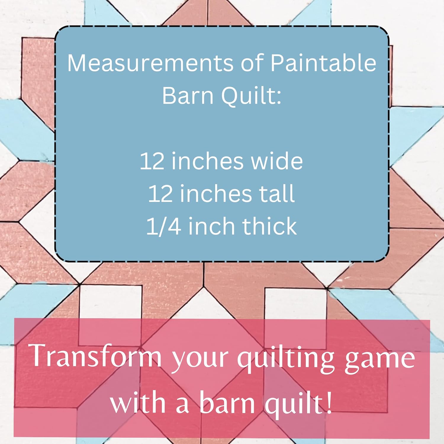 Barn Quilt Kit Flag with Star | 12 Inch Maple Plywood Quilt Block | Laser Scored DIY Painting Craft Kit for Adults | Patriotic Design Paintable Wood Sign