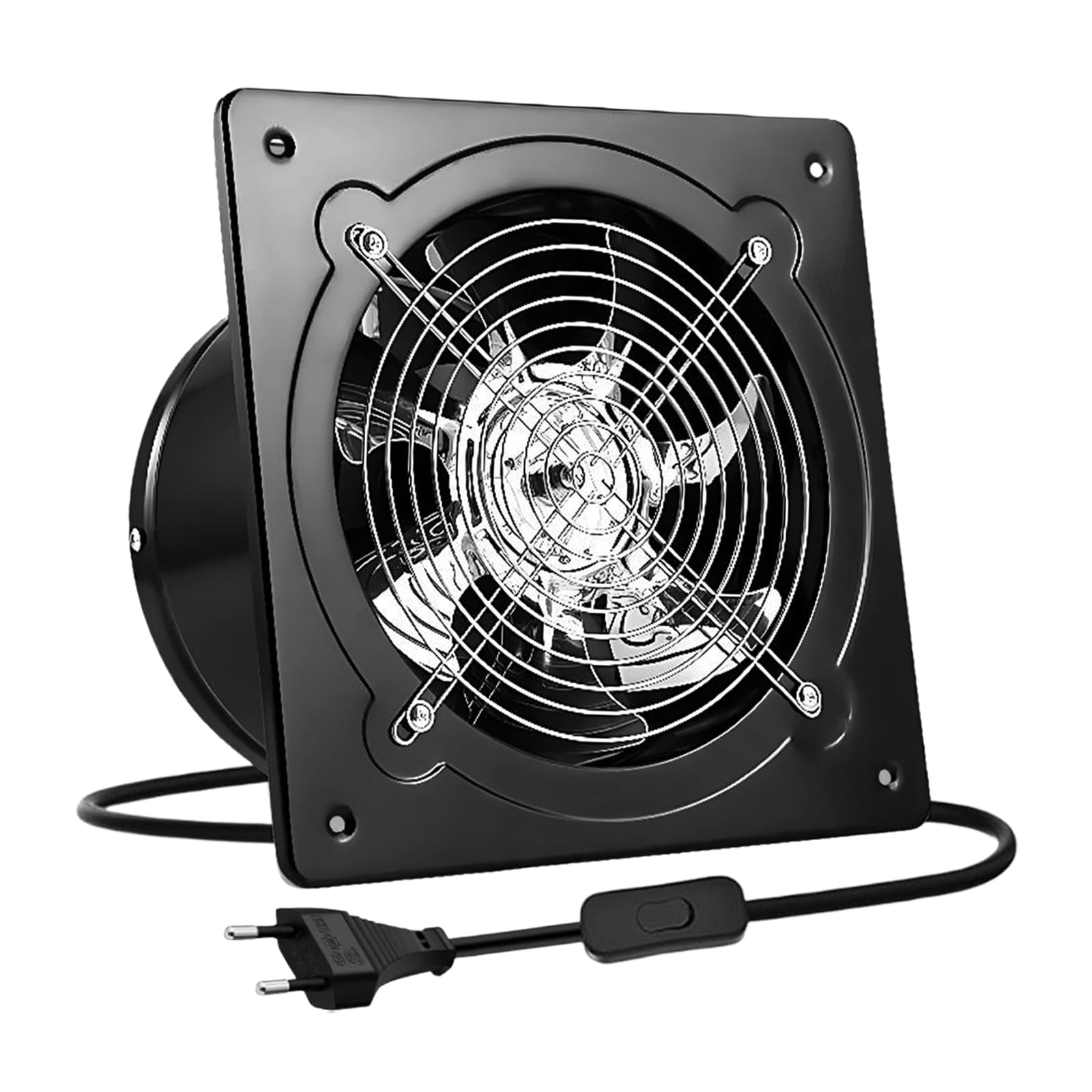 Ventilador de aire de 150 mm, ventilador de pared industrial, 525 m³/h, silencioso con válvula de retorno, calidad del aire mejorada, ventilador de cocina con interruptor para baño, garaje, sótano
