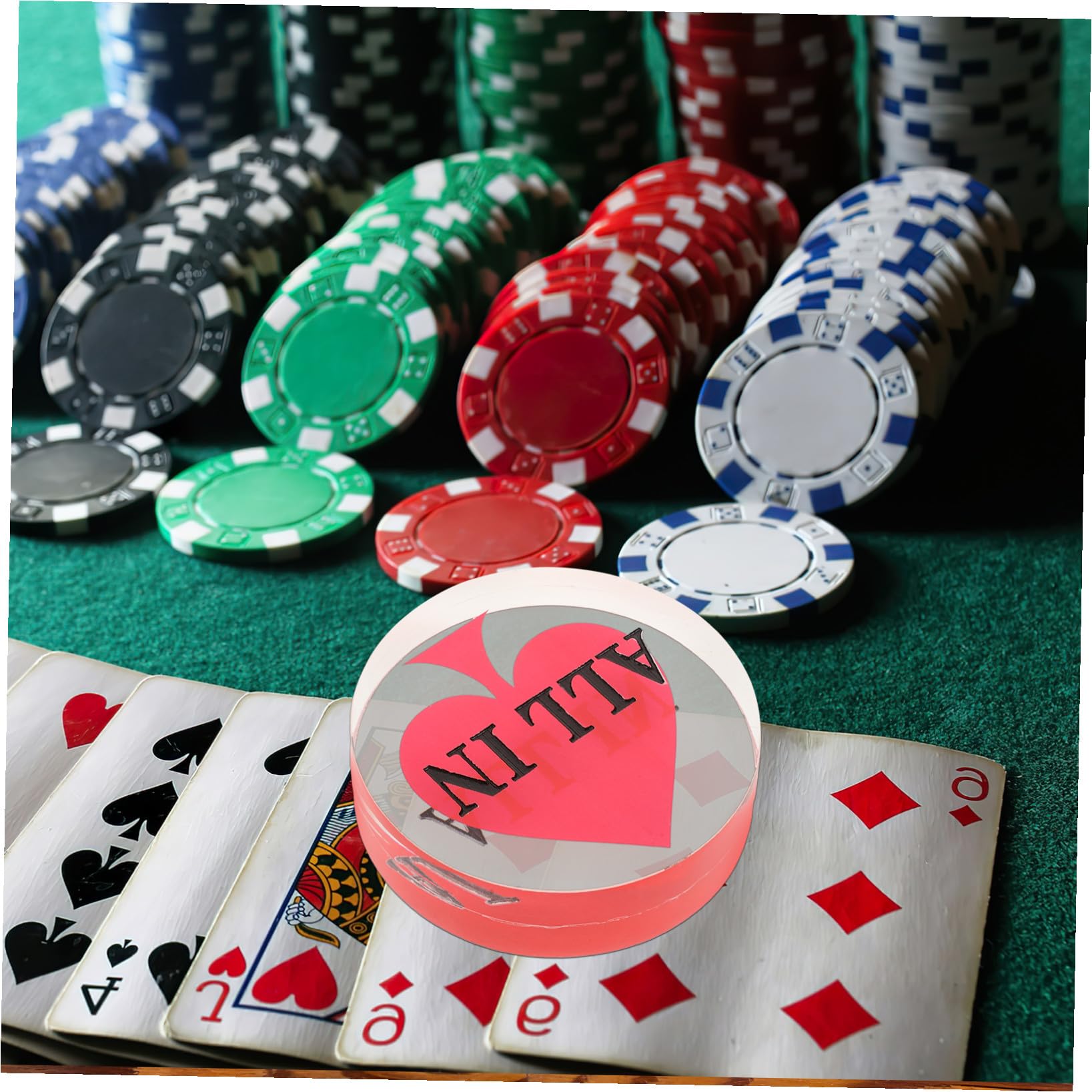 Abaodam Pulsante del Mazziere in Acrilico Doppio Lato per Carte da Gioco e Poker, Segnapunti per All-in e Black Jack
