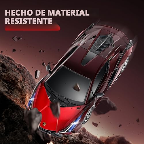 Vista 7 de MIEBELY Lamboghini - Auto de juguete Lambo a escala 124, 3.7 V, 500 mAh, Sián auto de control remoto rápido para niños de 8 a 12 años