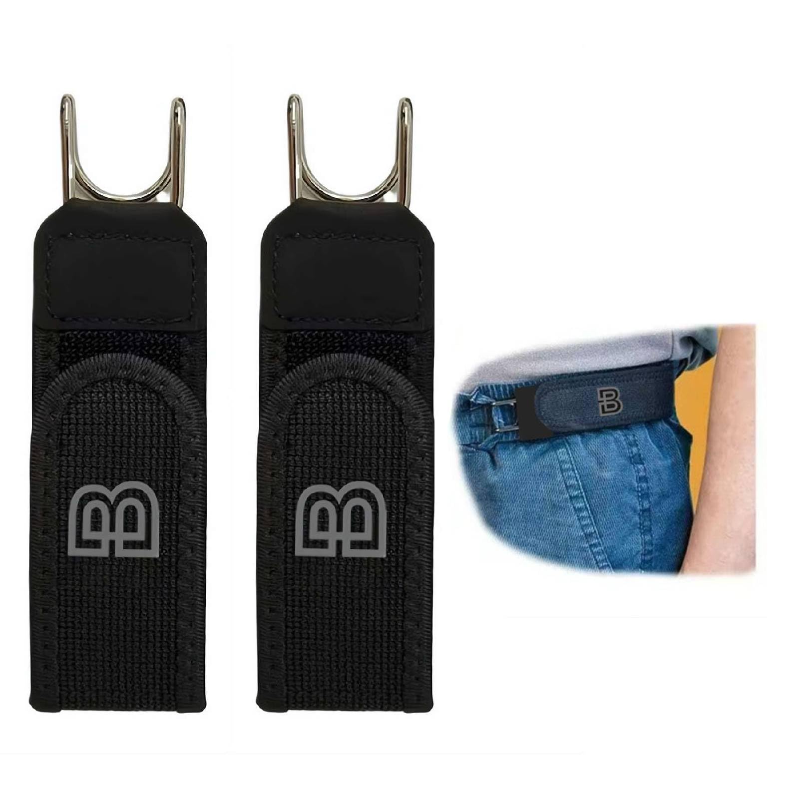 2 Pcs Buckleless Belt Hook Tactical Metal Hook Elastic Belt Unisex Buckle-Less Invisible Waist Belts for Work And Edc, Black with Letters-image-42