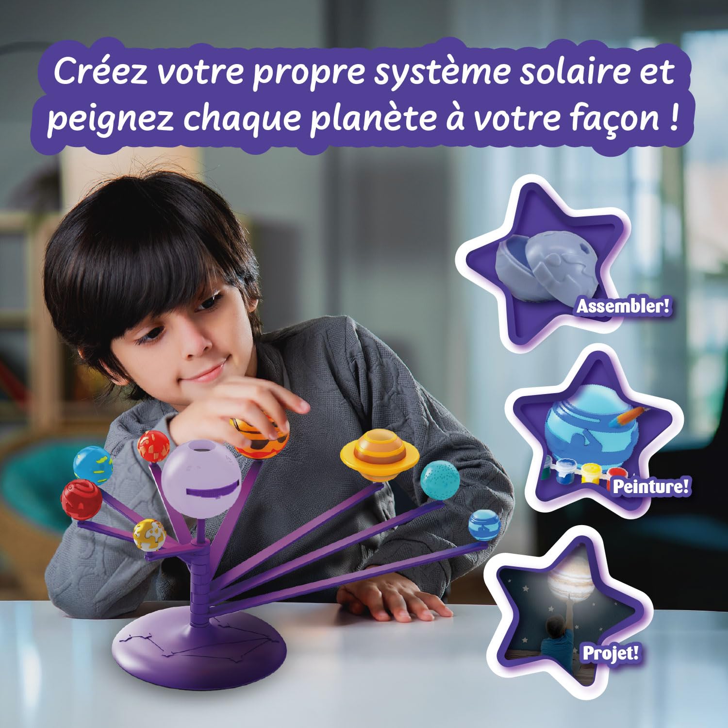 Science4you Système Solaire 3D Projecteur - Crée Assemble Peins Ton Propre Système Solaire Jouet Astronomie Garçons Filles 8 9 10 11 12+