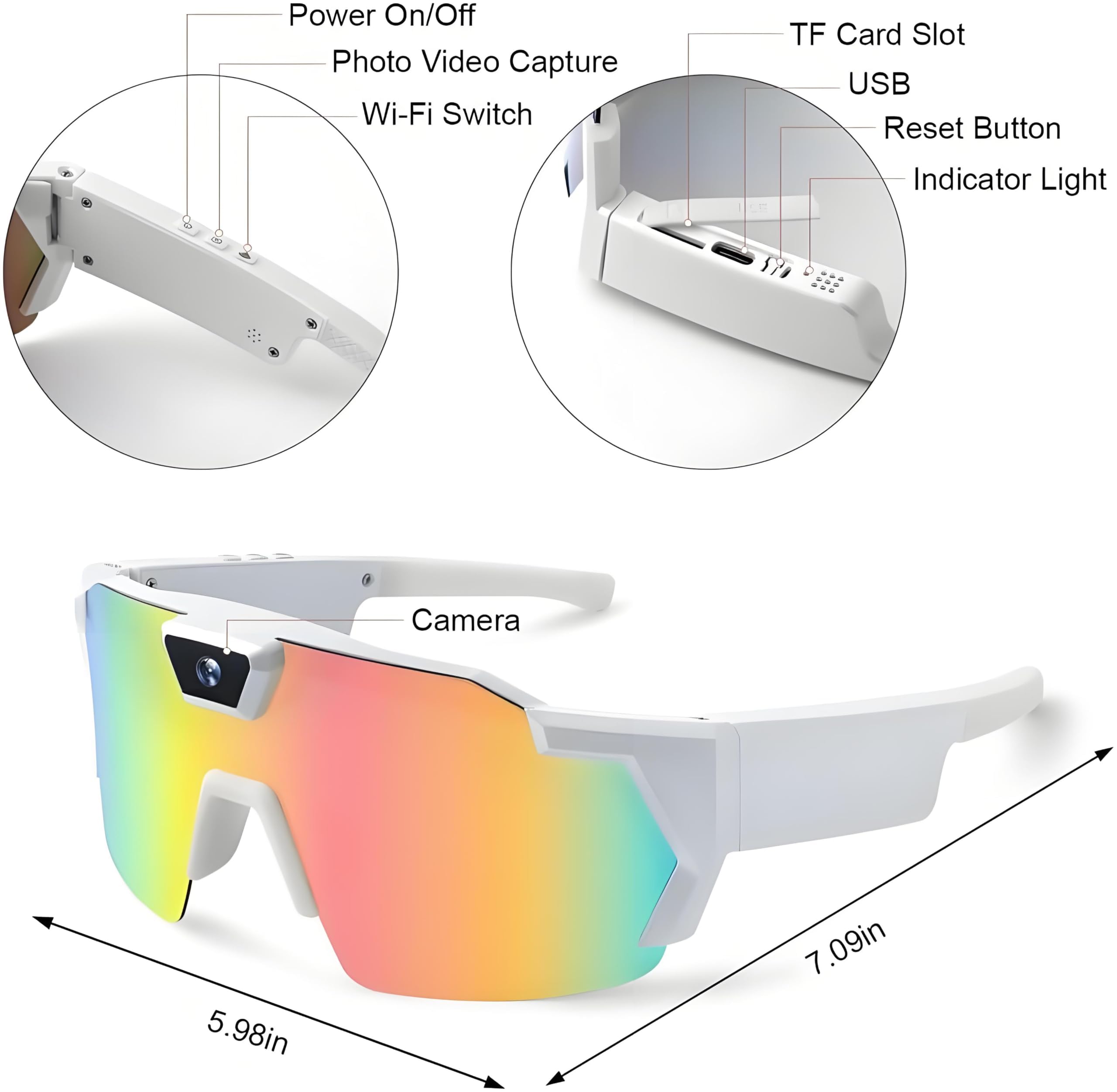 Inteligentne okulary do nagrywania wideo 4K HD z kamerą dla mężczyzn i kobiet, innowacyjne okulary przeciwsłoneczne do aktywności na świeżym powietrzu i uprawiania sportu