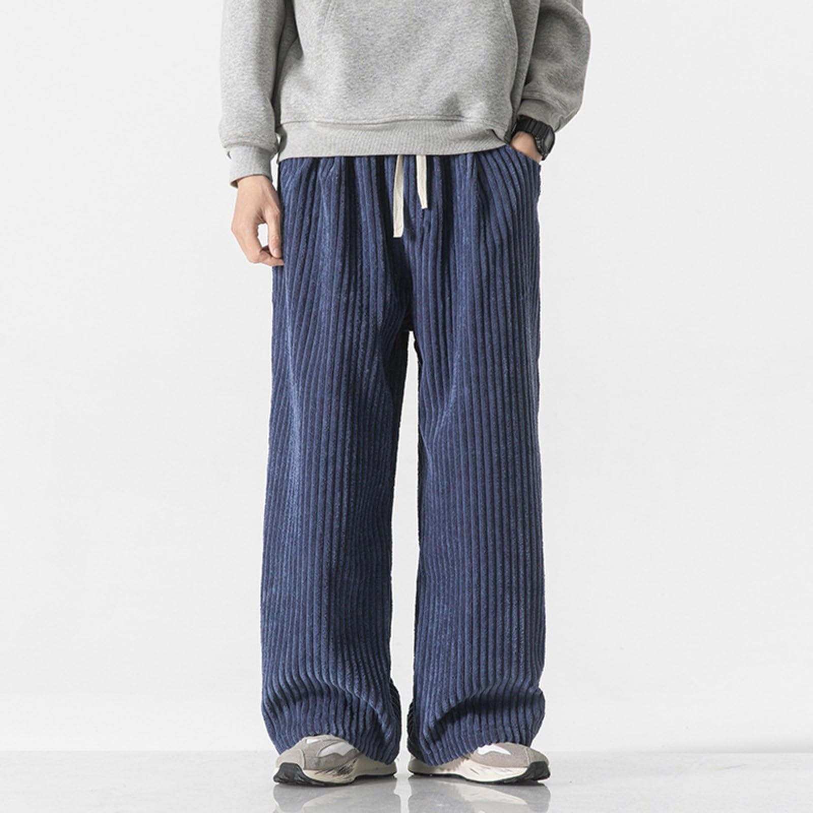 Pantalones largos de pana para hombre, pantalones largos para el tiempo libre, pantalones de chándal holgados, cómodos pantalones de chándal de pierna ancha, pantalones rectos elegantes, ropa de calle