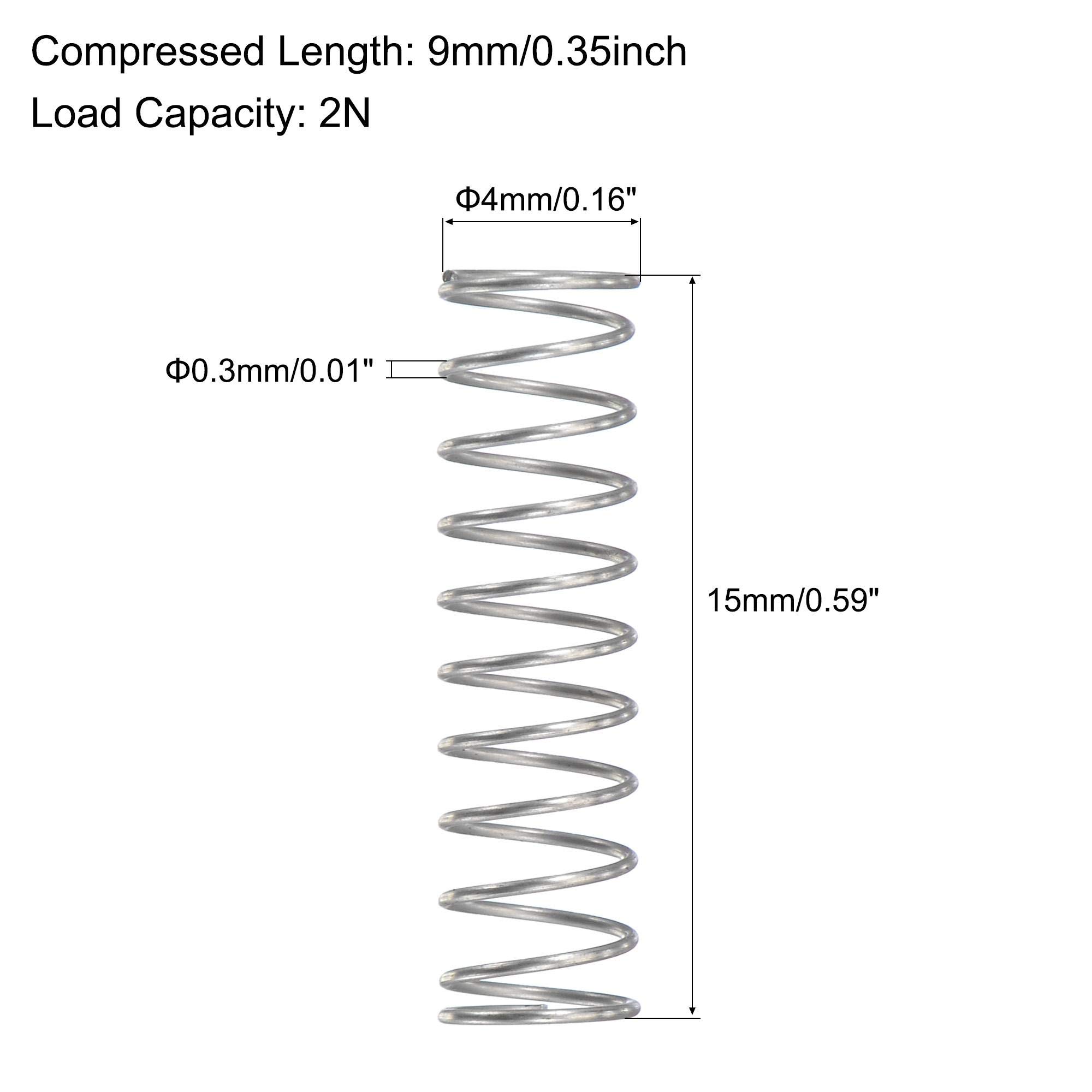 Uxcell Compression Spring, 5Pcs 304 Stainless Steel, 4mm OD, 0.3mm Wire, 25mm Length - View #10
