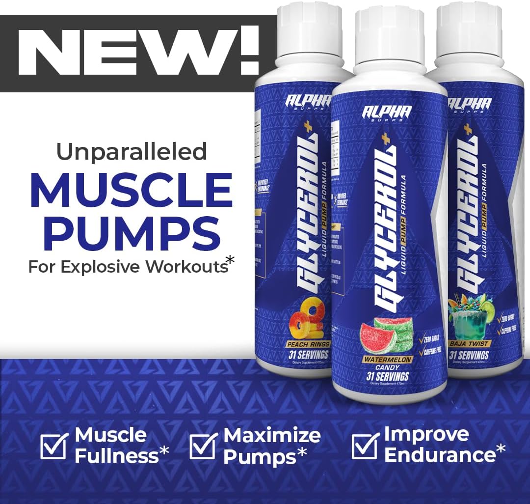 Alpha Supps Glycerol+ Liquid Pump Formula - Stim-Free Liquid Glycerol and Citrulline High-Performance Supplement for Enhanced Muscle Pumps, Hydration, & Endurance (31 Servings, Watermelon Candy) - Image 3