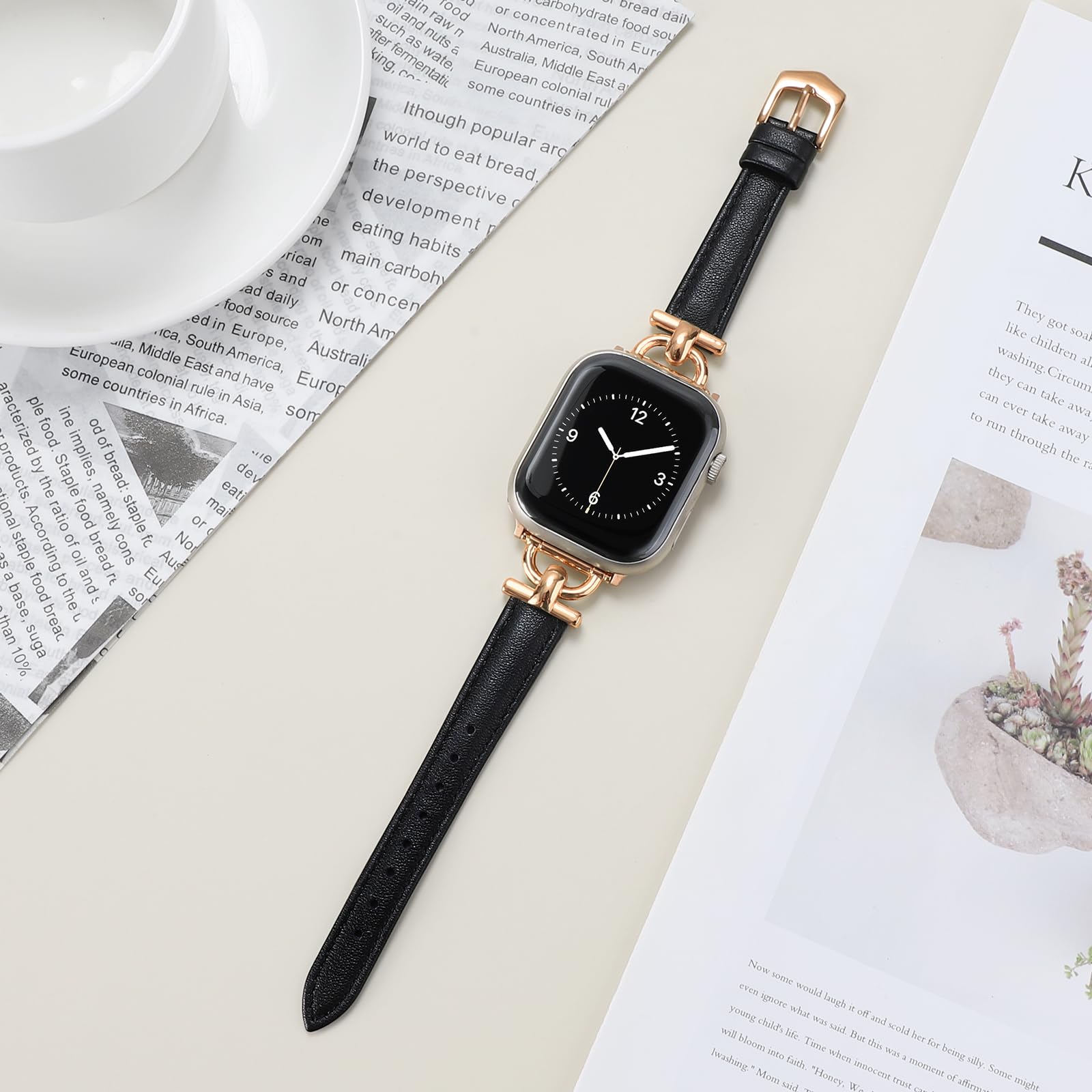 mxiixnai Leather Strap Compatible with Apple Watch Straps 41mm 40mm 42mm 38mm Women - Image 2