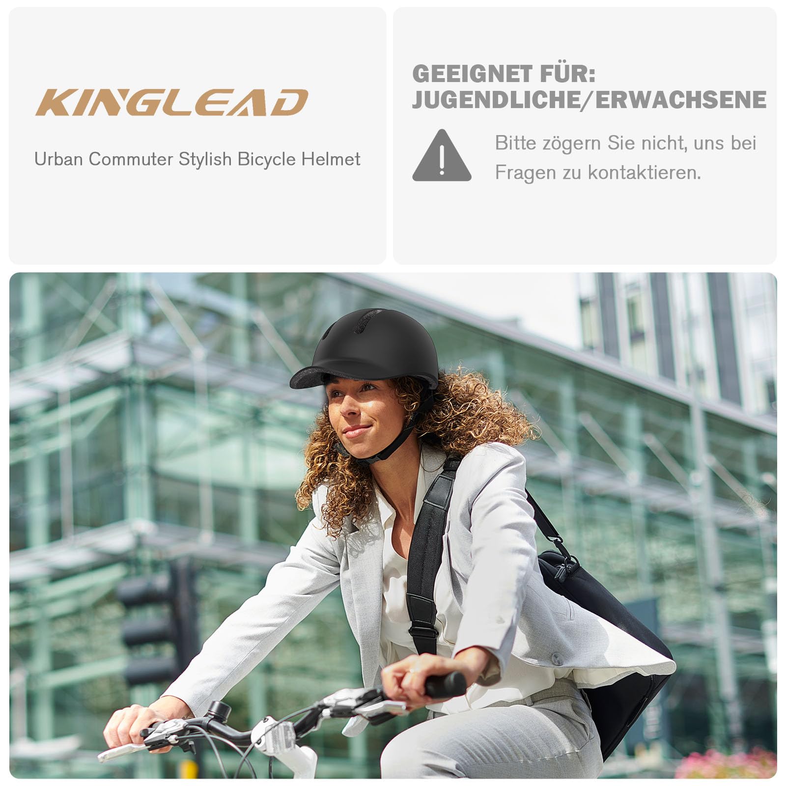 KINGLEAD Fahrradhelm,Urban Commuter Helm,Stylischer Fahrrad Helm Herren und Damen für Radfahren Trekking City Roller Herren Verstellbarer