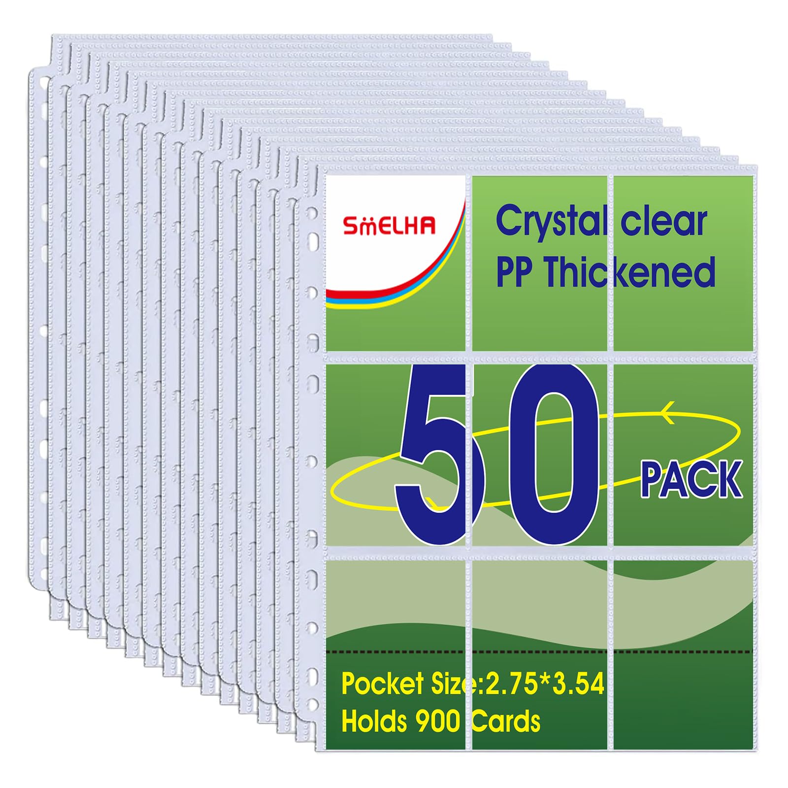 50 Pack,9 Pocket Page Protector, Trading Card Sleeve, Baseball Card Sheets or Skylanders, MTG, Coupon, Game Cards, Trading Cards, Football Cards