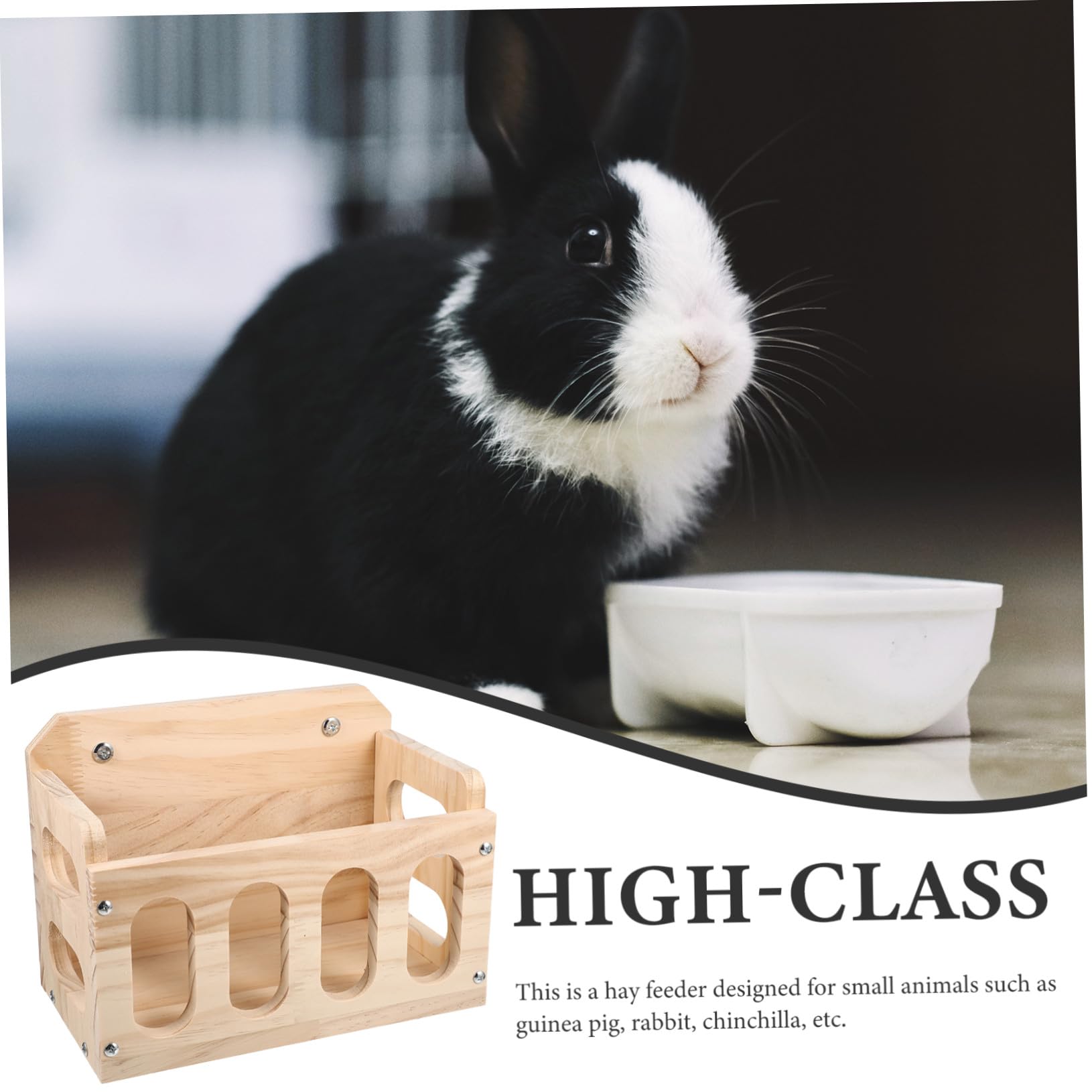 Râtelier à Foin Lapin en Bois Kaki, Fixe pour Cage