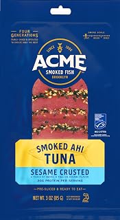 Acme Smoked Fish Sesame Crusted Smoked Ahi Tuna, 3oz - Wild-Caught, Cold-Smoked Gourmet Ready-to-Eat Delight