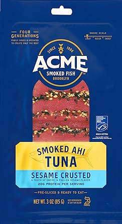 Acme Smoked Fish, Tuna Ahi Smoked Sesame Crusted, 3 Ounce