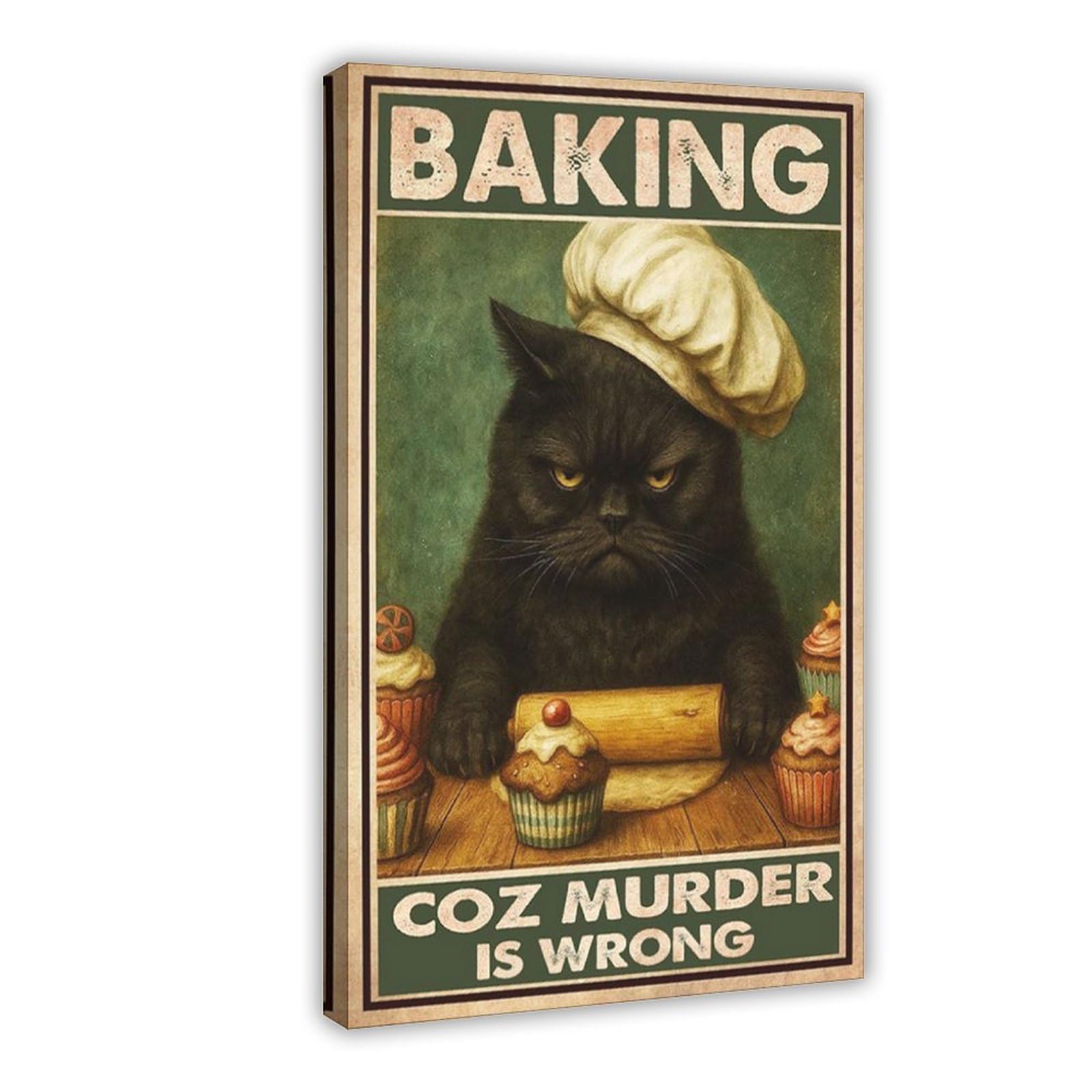 Bareronor Frame-Style Baking Because Murder Is Wrong Kitchen Poster Canvas Poster For Office Decor Gift