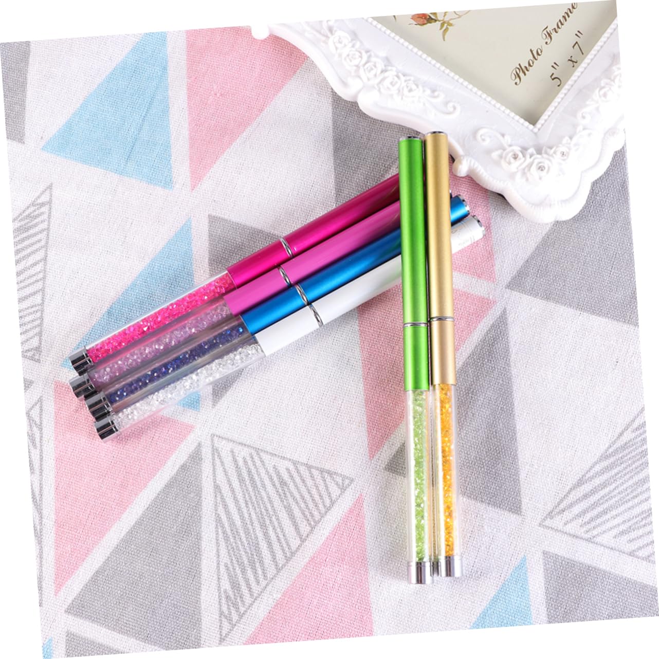6pcs Spiral Rhinestone Mascara Brush Set Metal Plastic Eyelash Brush Applicator for Women Portable for Makeup Brow Styling