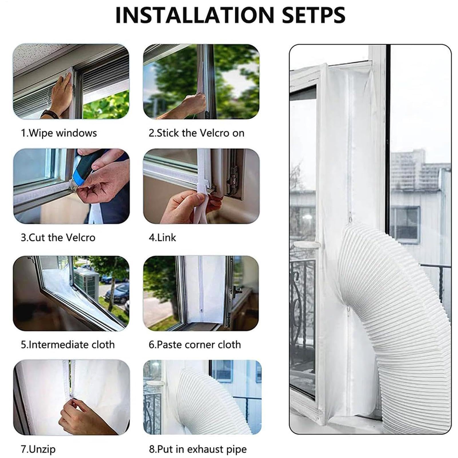 Kit portatile per finestra AC | Parti di ventilazione di scarico compatte | Kit di guarnizioni per finestre a battente mobile AC, per camera da , soggiorno, viaggio, appartamento, dormitorio