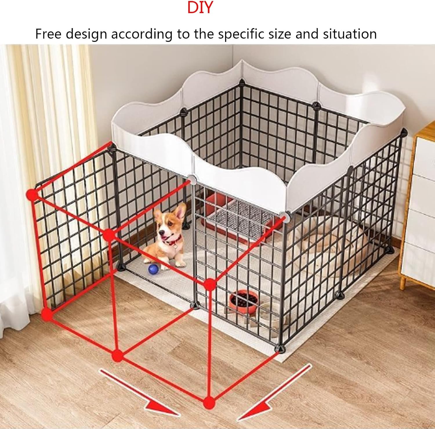 Dog Fence, Dog Pet Playpen For Small Dogs Puppy Fence Indoor Portable Metal Wire Cage Yard With Door Small Animal Exercise Pen Portable Dog Houses For Small-Sized Dog, Cat, Rabbit ( 111*75*47Cm(5Pc))