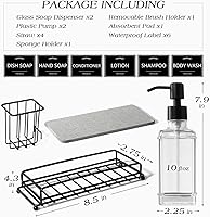 Vista 2 de Kitchen Soap Dispenser Set,Kitchen Soap Dispenser with Sponge Holder,Hand and Dish Dispenser Set,Instant Dry Tray, Clear