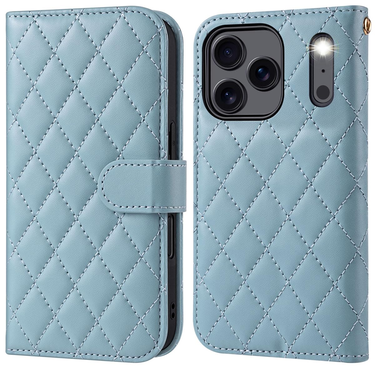 OCASE Hülle für iPhone 17 Pro Max 5G, Handyhülle [Kartenfach] [Magnet] [Standfunktion] [RFID Blocker] Stoßfest Lederhülle Kompatibel mit iPhone 17 Pro Max Argyle Mattblau
