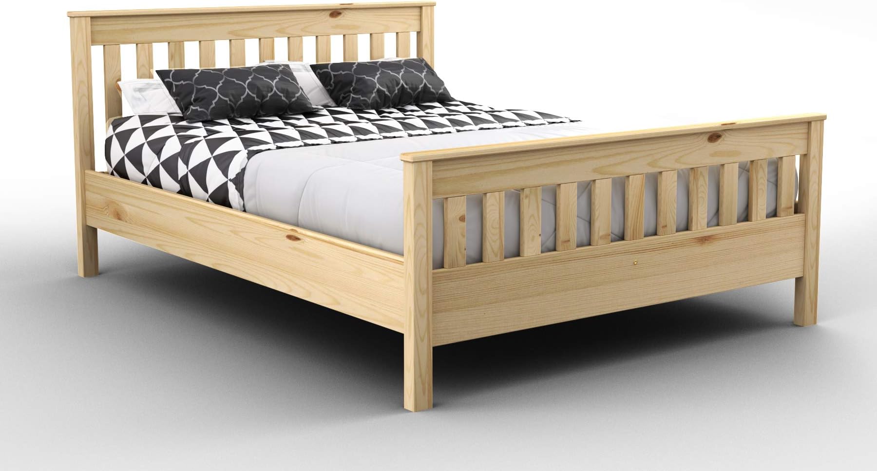 King Size Bed Frames – Solid Pine Wooden Bed Frame for Adults, F16 Easy Assemble Bed with Sturdy Slats, Comfortable Bedroom Furniture | 152.5 x 200 cm (Pine Finish)