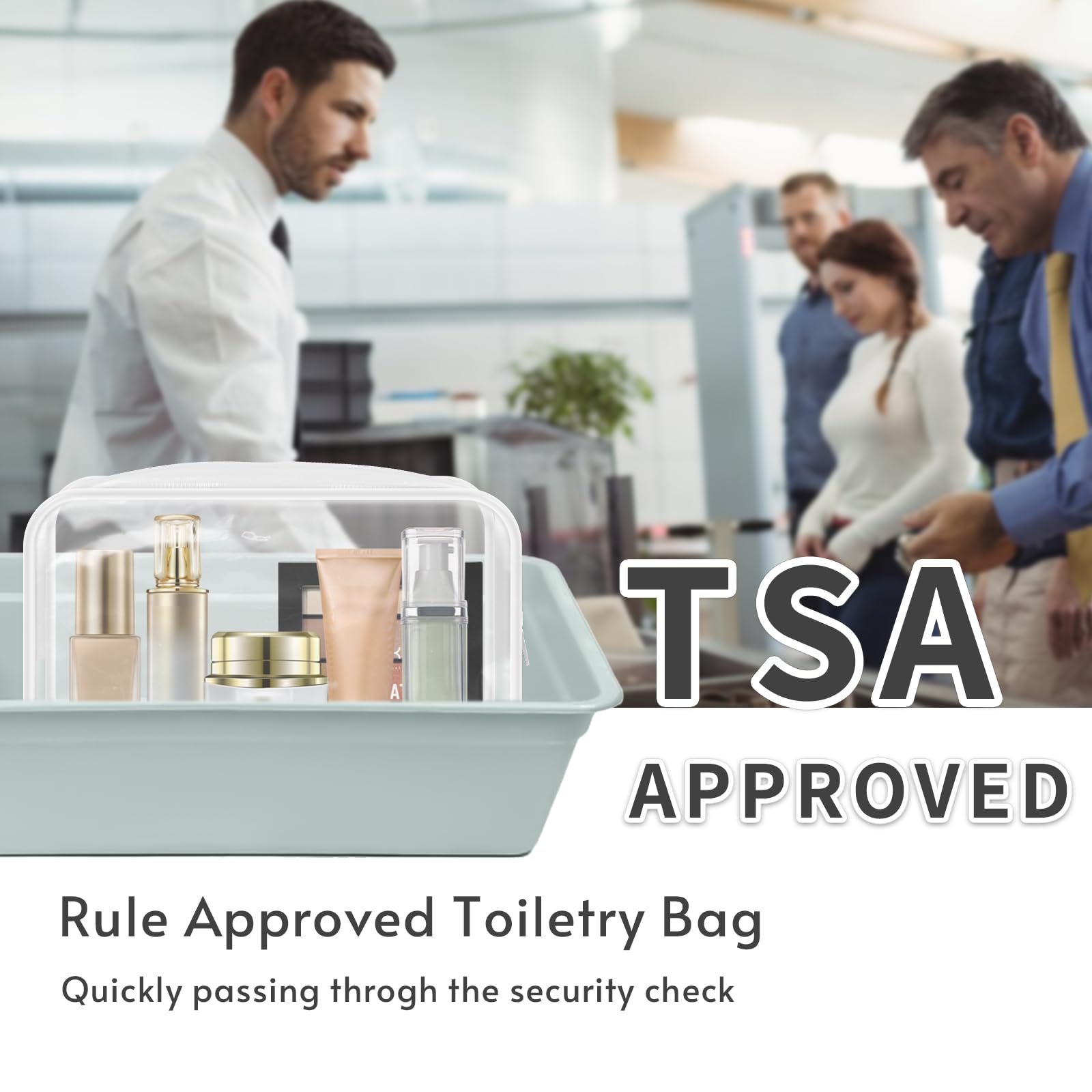 Paquete de 16 bolsas de maquillaje transparentes, bolsa de aseo aprobada por la TSA, bolsa de cosméticos transparente impermeable de PVC con cremallera, bolsa transparente de viaje para